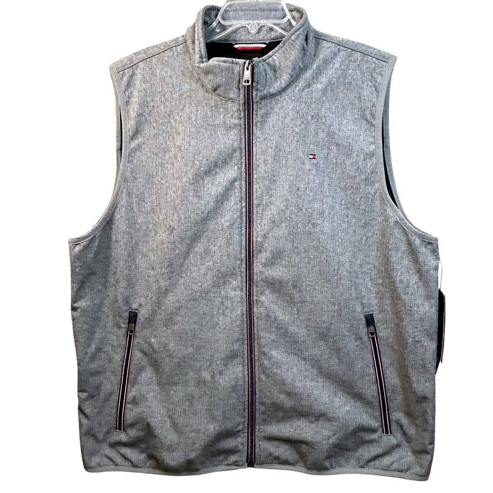Tommy Hilfiger Mens Heather Grey Softshell Vest Water Resistant XL 153SP609